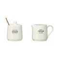 Stoneware Creamer and Sugar Pot Set with Bamboo Spoon