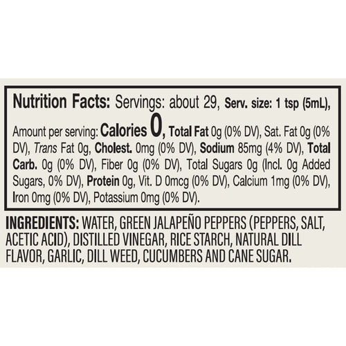 Nutrition facts label and ingredients list for a product on a white background