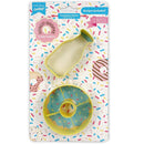 Packaged donut and milk bottle-shaped cookie cutters with colorful sprinkles on the packaging.