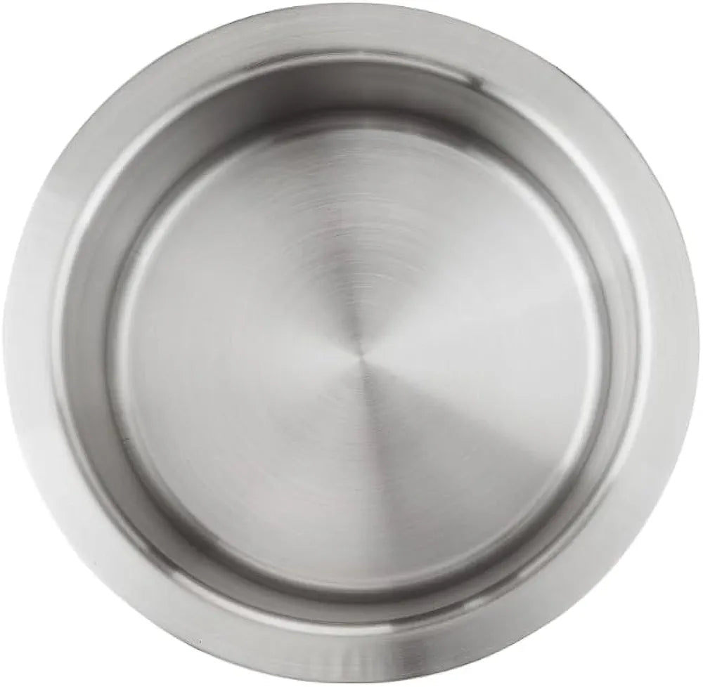 Stainless steel party tub interior on a white background