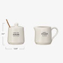 Stoneware Creamer and Sugar Pot Set with Bamboo Spoon