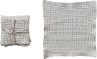 Cotton Double Cloth Square Dish Cloths, White, Set of 4
