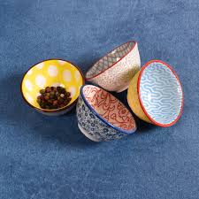 Stoneware Pinch Pot w/ Pattern, Multi Color, 4 Styles - Sold Separately
