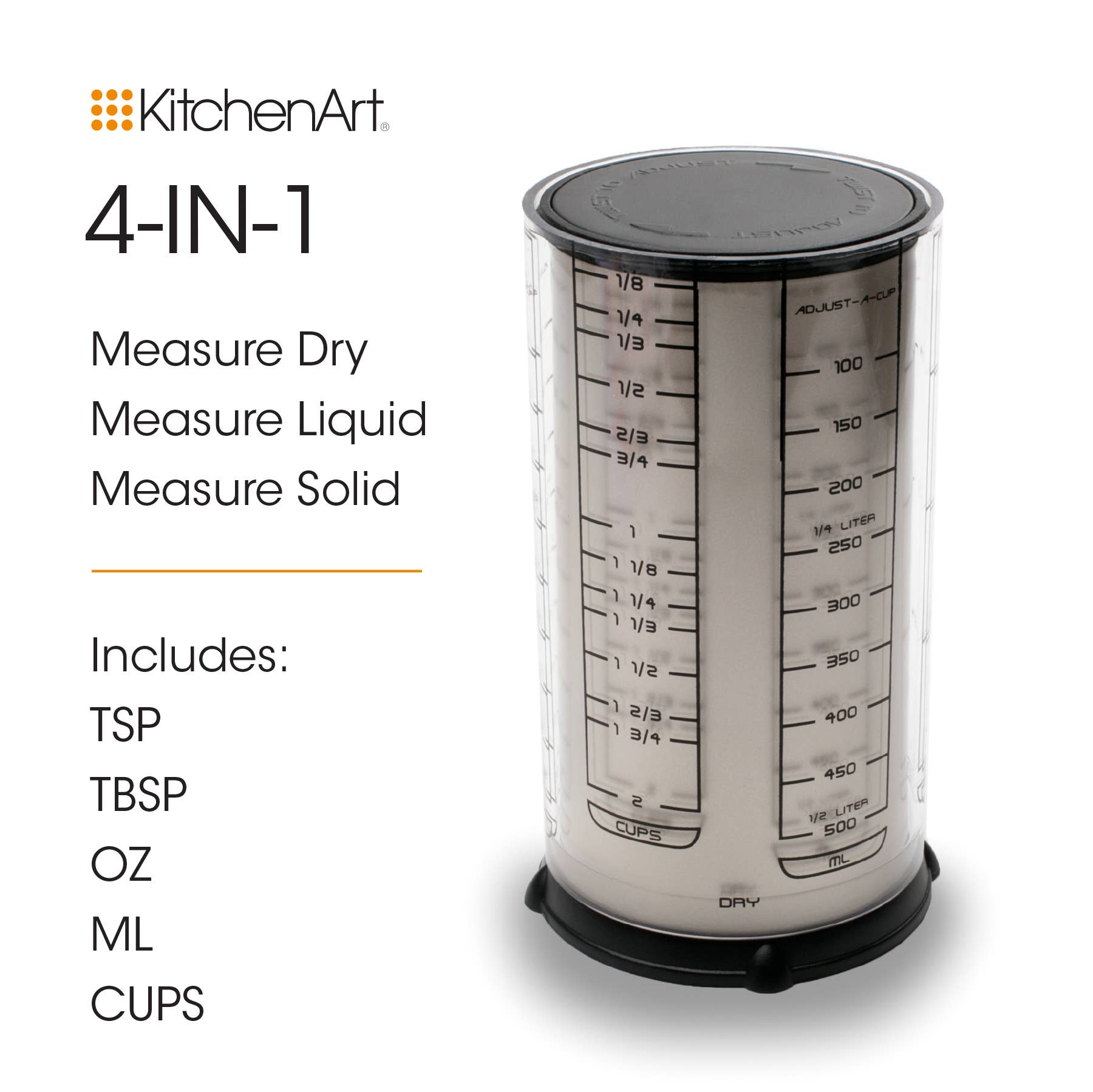 2 Cup Adjust-A-Cup, Satin, 3.25" x 6" | KitchenArt Pro