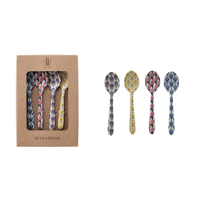 Enameled Floral Print Stainless Steel Spoon | Hazel Mazel
