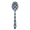 Spoon with blue floral pattern on a white background