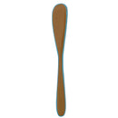 Canape knife with brown blade and blue handle on a white background