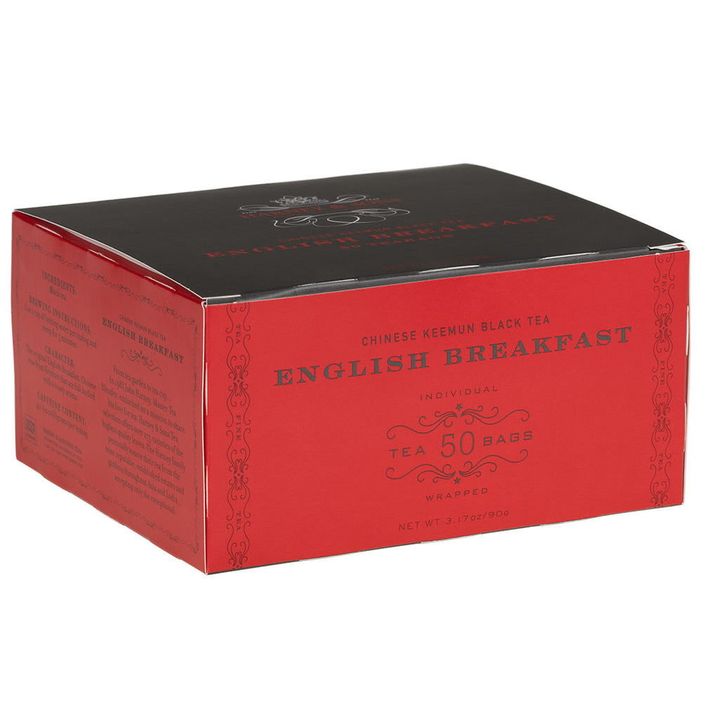 English Breakfast - Box of 50 Foil Wrapped Teabags | Harney & Sons