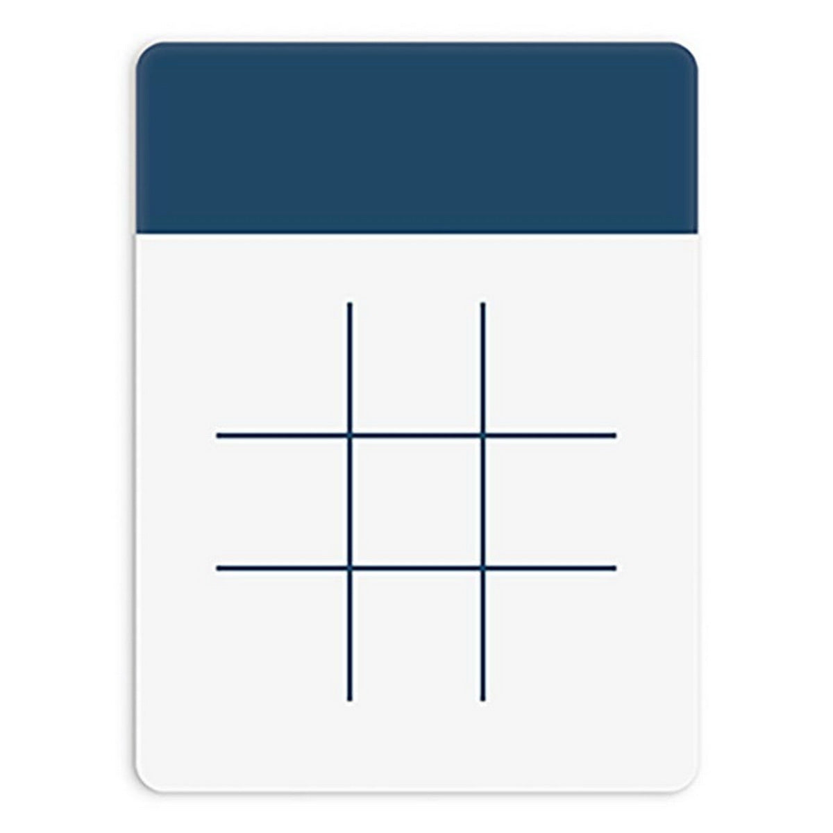 Small tic-tac-toe board with a blue top section and grid pattern on a white background