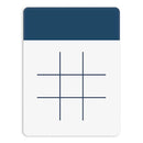 Small tic-tac-toe board with a blue top section and grid pattern on a white background