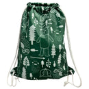 Drawstring bag with nature-themed design on a white background