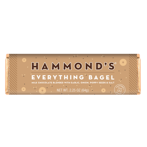 Hammond's Everything Bagel chocolate bar packaging on a white background