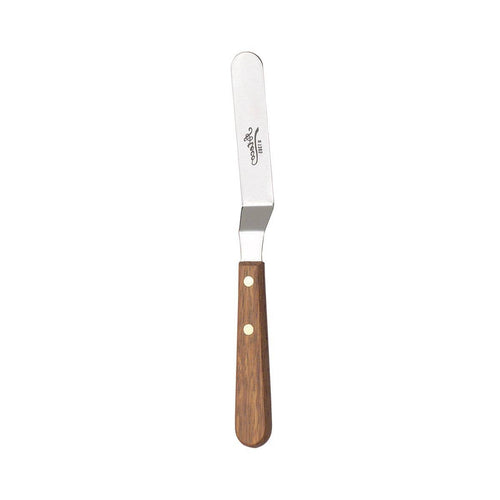 Icing spatula with wooden handle on a white background