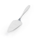 Metallic cake server on a white background