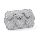 Mold with snowflake shapes on a white background