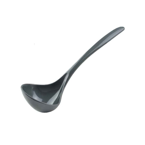 Gray ladle on a white background
