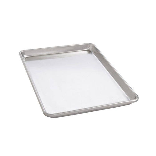 Metal baking tray on a white background