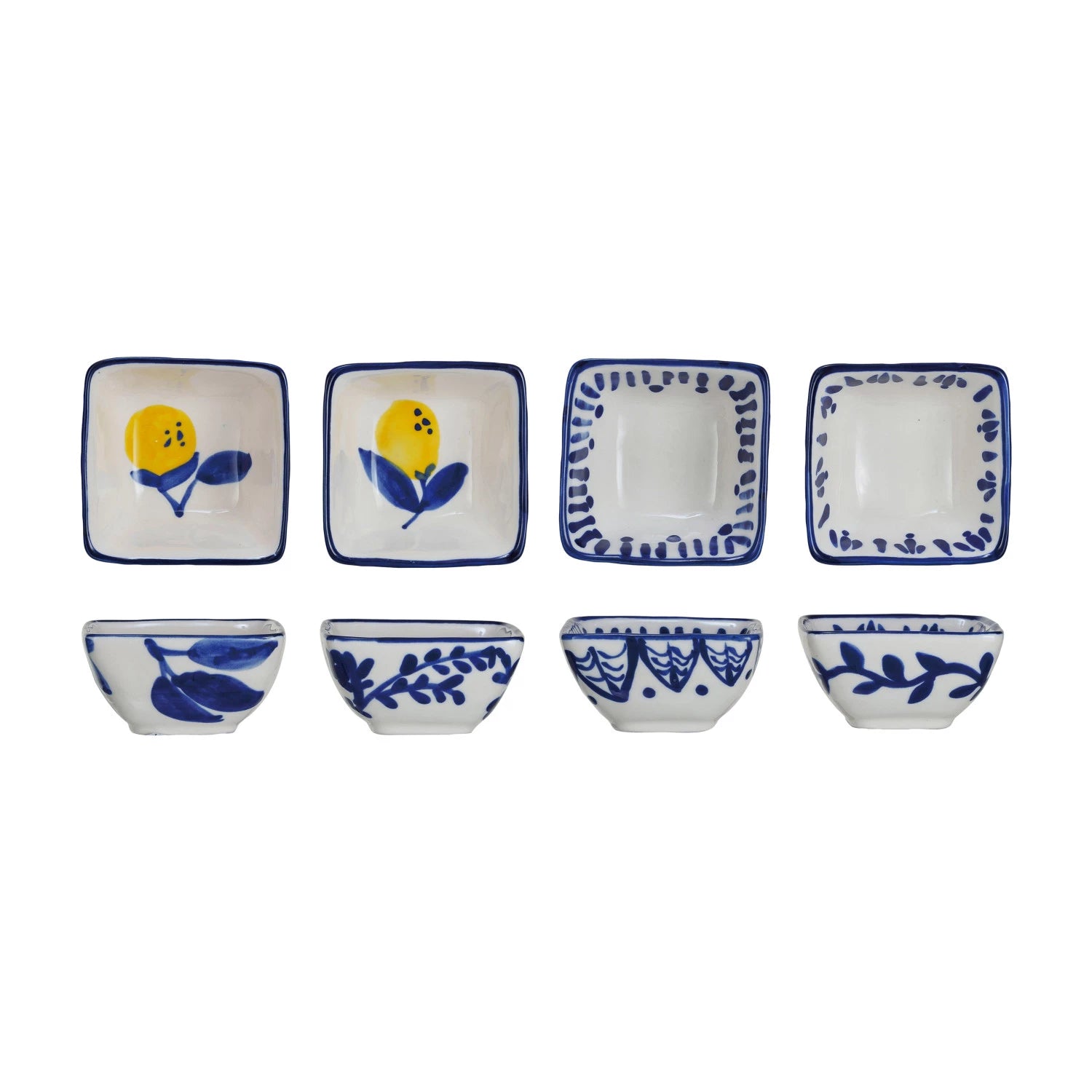 Hand-Painted Stoneware Dish with Lemons - 4 Styles