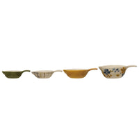 Hand-Painted Stoneware Measuring Cups with Patterns (Set of 4)