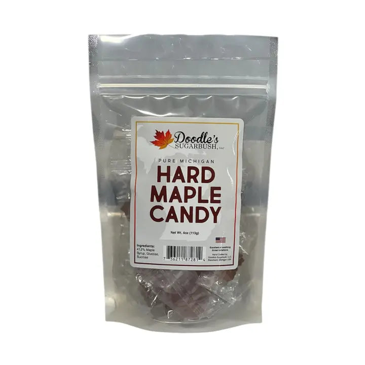 Bag of Doodle's Sugarbush Hard Maple Candy on a white background