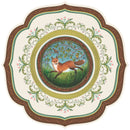 Decorative placemat with a fox illustration and intricate border on a white background