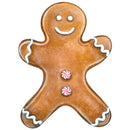 Gingerbread man cookie with a smiley face on a white background