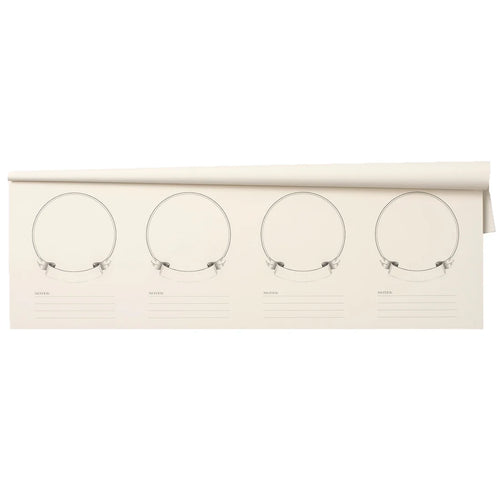 A set of tasting papers with four spaces for drinks on a white background.