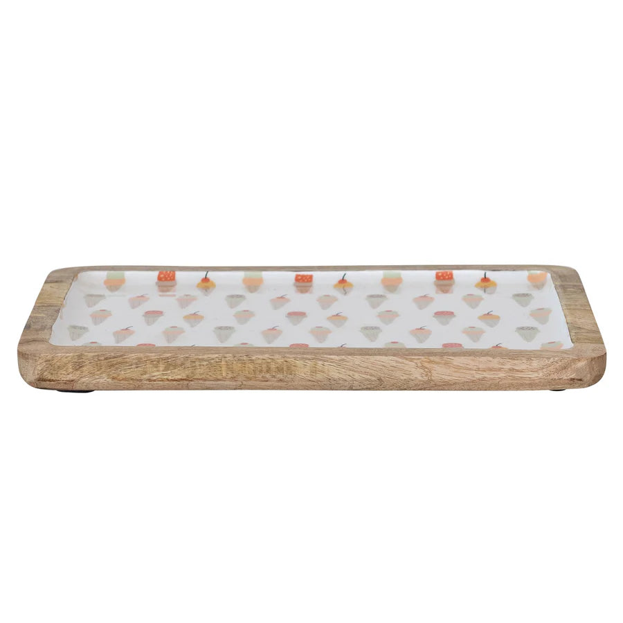 Ice Cream Enameled Mango Wood Platter