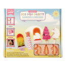 Ice pop party kit packaging with unicorn-themed ice pops and text on a white background