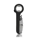 Black bottle opener with corkscrew on a white background