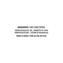 Text on a white background indicating ingredients and contact information for George Delallo Co.