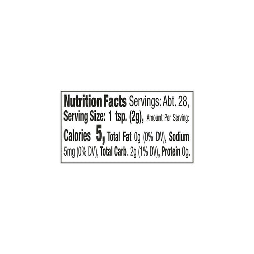 Nutrition facts label with minimal information on a white background