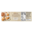 Label for hazelnut cream filled cookies with a small image of cookies and a bowl of hazelnut spread.
