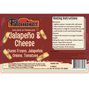 Palomino's Jalapeño & Cheese tamales label with heating instructions and ingredients list.