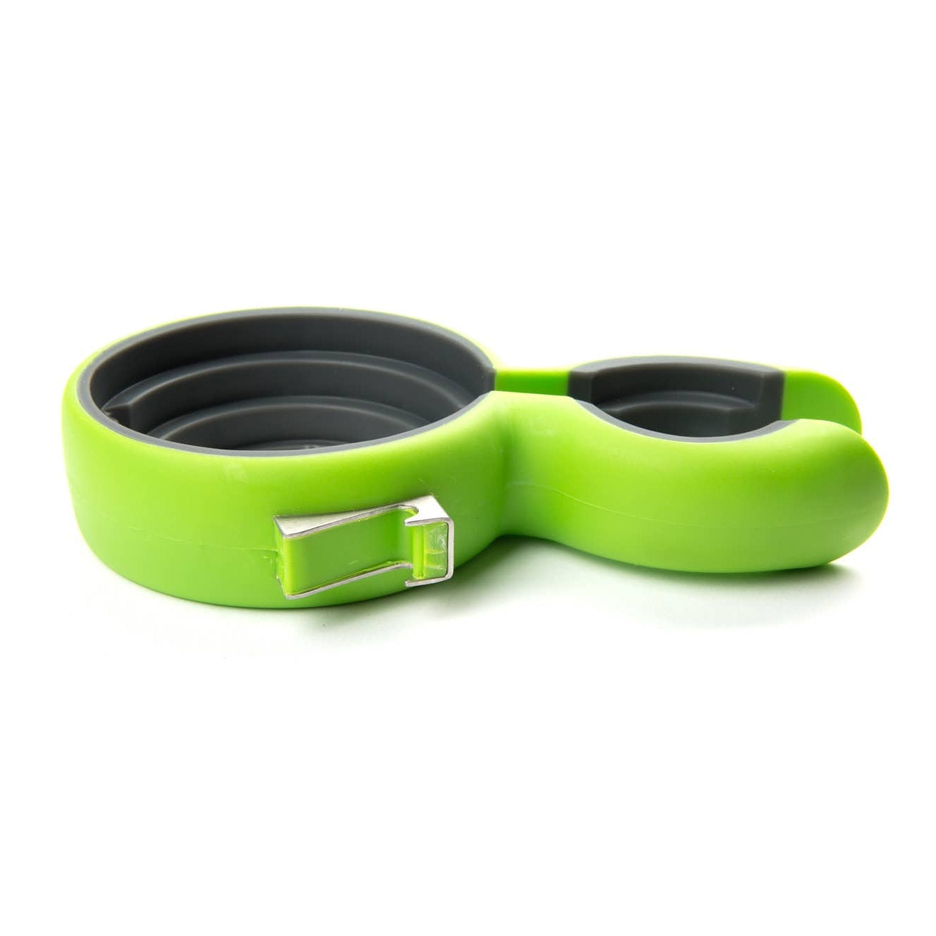 Green and gray jar opener on a white background