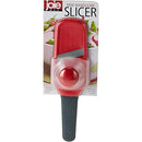 Red Joie mini mandoline slicer with packaging on a white background