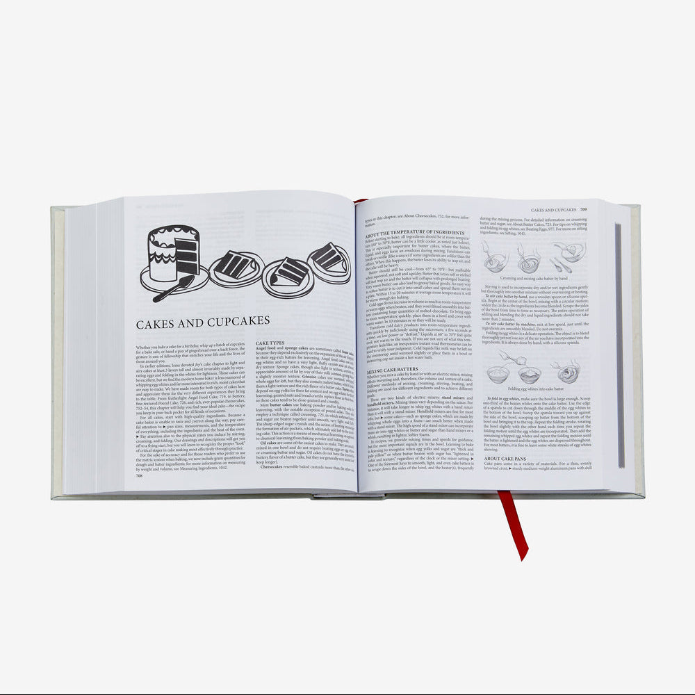 Open cookbook with text and illustrations on a white background
