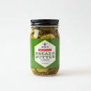 Jar of King Bee Grandma's Bread & Butter Pickles on a light background