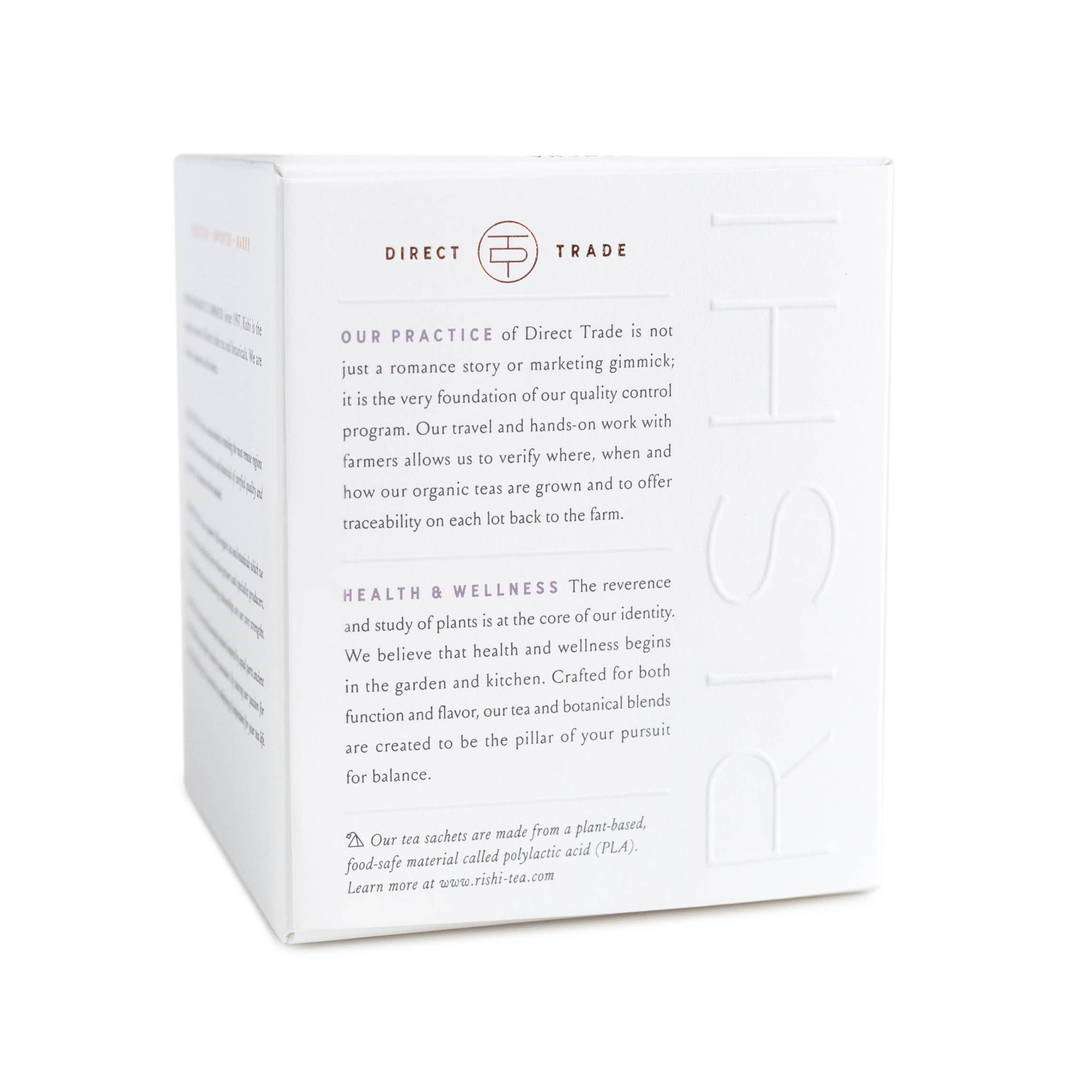 White tea box with text on a white background
