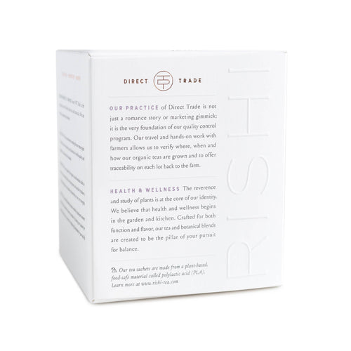 White tea box with text on a white background