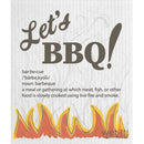 Swedish cloth with 'Let's BBQ' text and a graphic of flames underneath.