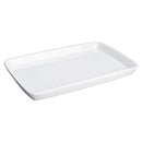 White rectangular ceramic plate on a white background