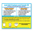 Instructions for making savory saltine crackers with canola oil on a blue and yellow background.