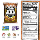 Route 11 Potato Chips packaging with nutrition label and certification logos.