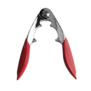 Lobster cracker with red handles on a white background