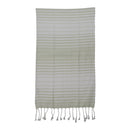 Striped towel with fringes on a white background