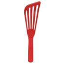 Red slotted fish spatula on a white background
