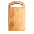 Wooden cutting board with a handle on a white background