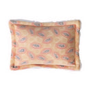 Orange scrubby with papaya pattern on a white background.