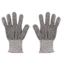 Pair of gray cut-resistant gloves on a white background